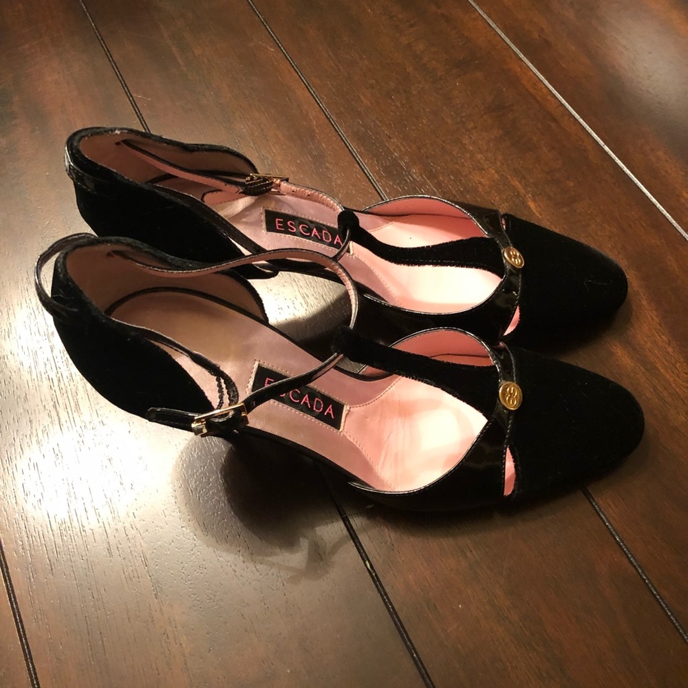 Black Velvet Escada Heels